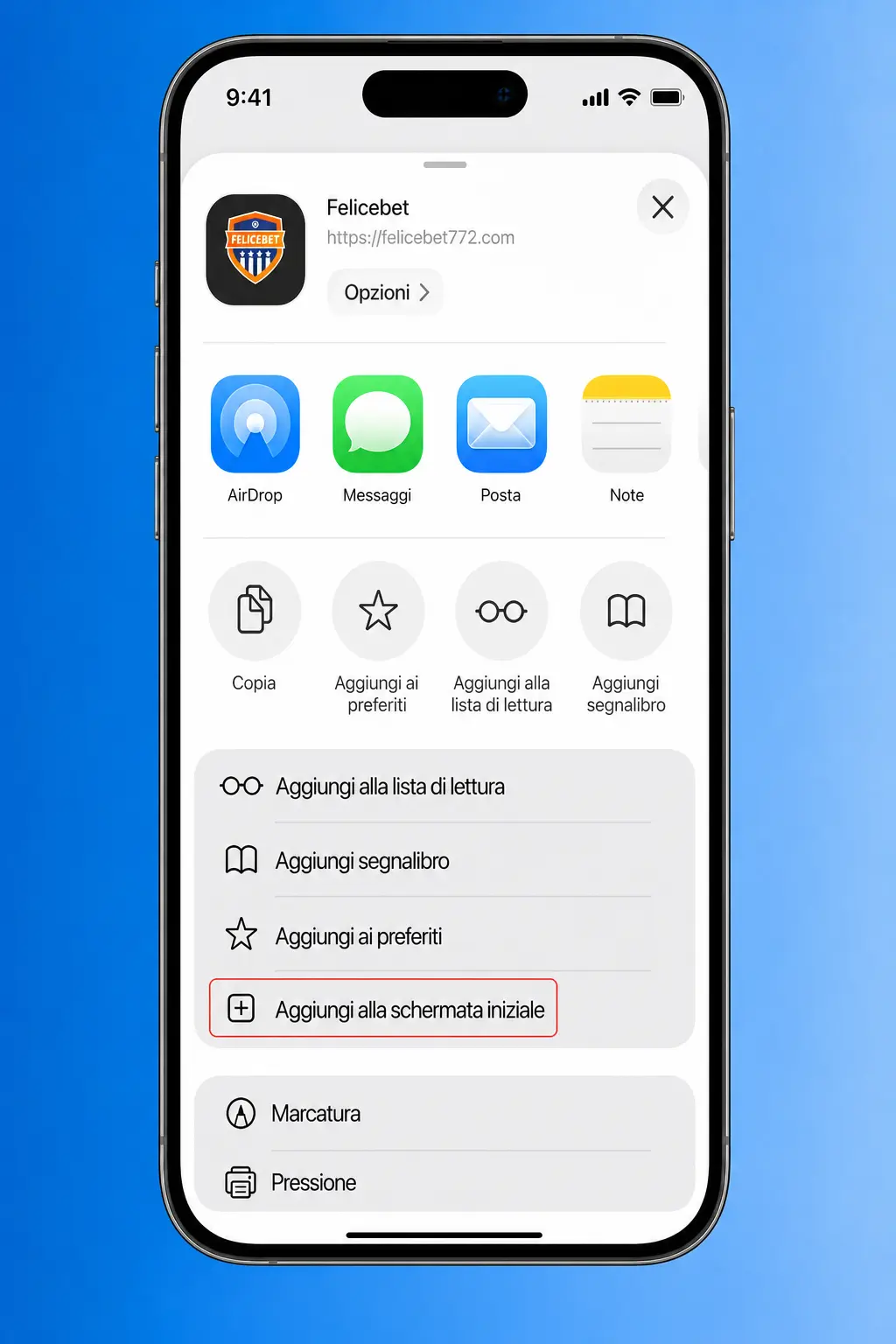 Guida passo-passo per scaricare e installare l'app Felicebet su iOS tramite Safari in 4 passaggi
