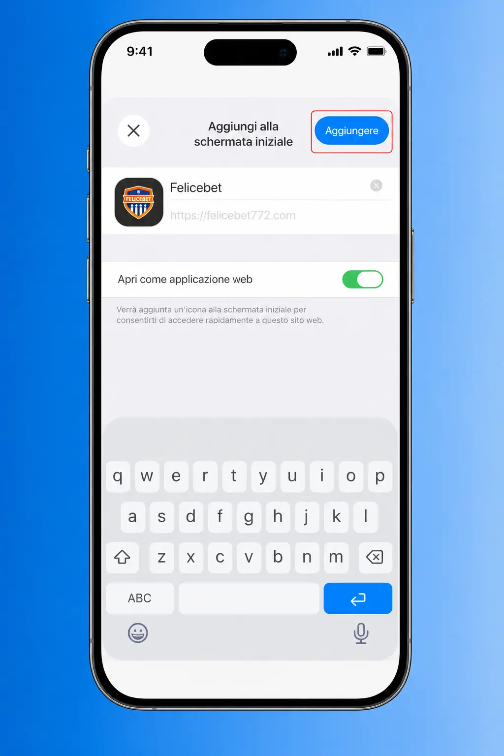 Guida passo passo per scaricare e installare l'app Felicebet su iOS tramite Safari in 4 semplici passaggi